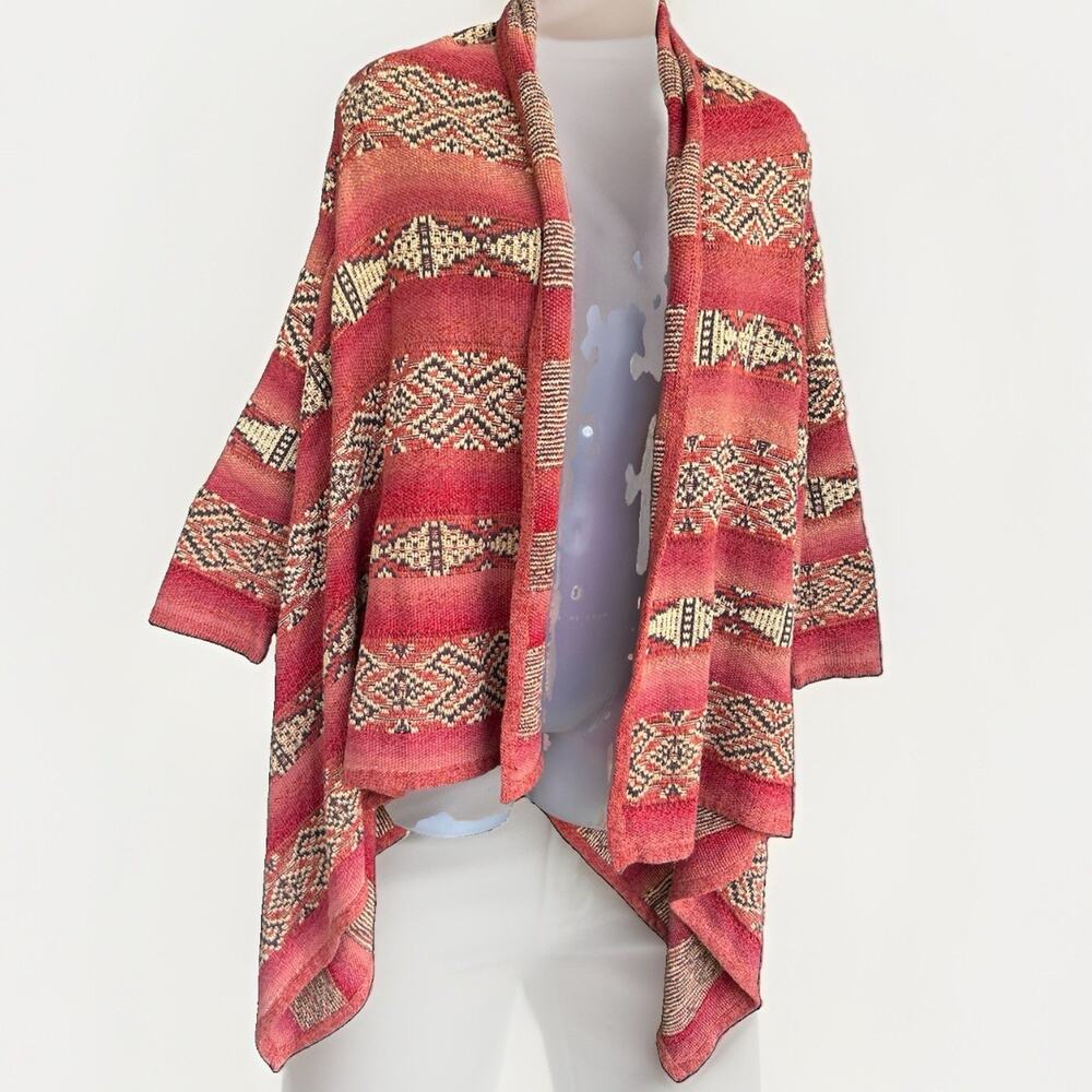 Lauren Ralph Lauren Boho Southwestern Open Front Wrap Cardigan Sweater Sz SM-PM